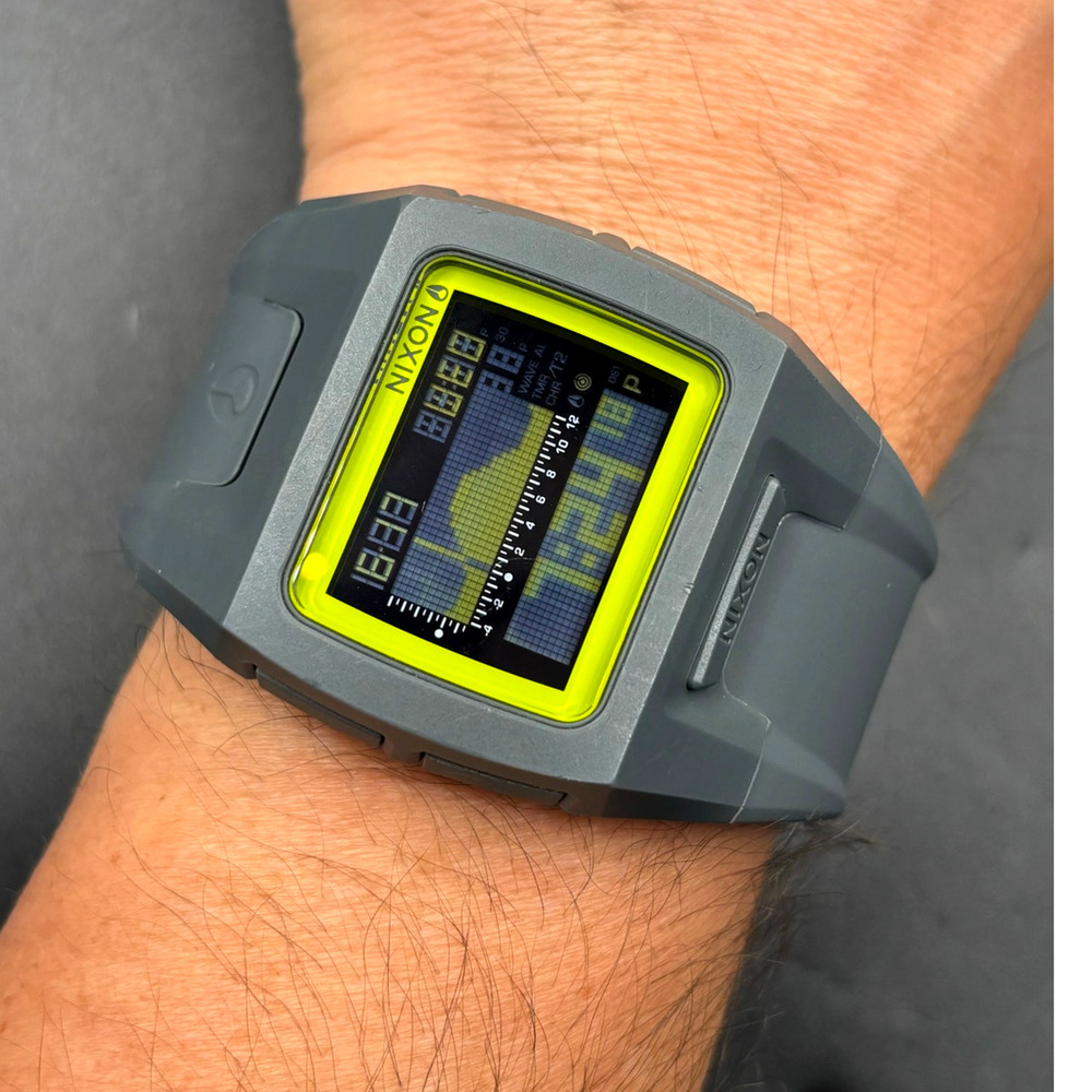 Nixon Lodown II Digital Tide Watch Gray Yellow Surf 100M Box Manual - Picture 12 of 17